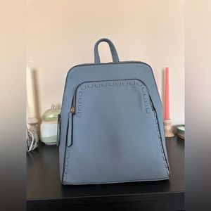 Blue vegan leather backpack